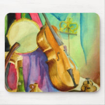 Música da aguarela mouse pad