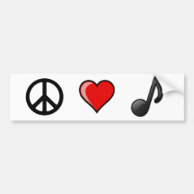 Música do amor da paz adesivos