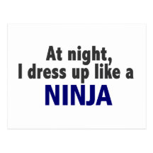 Na noite eu visto-me acima como um Ninja Cartao Postal