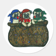 Namorados de 3 Pugs do pirata Adesivos Em Formato Redondos