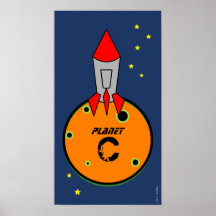 não sinal da sala de 3 meninos de ROCKET de espaço Posteres