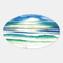 Nascer do sol da decoração da praia das ondas de o adesivos em formato ovais