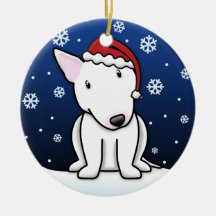 Natal branco de bull terrier dos desenhos animados enfeites