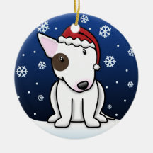 Natal branco de bull terrier dos desenhos animados enfeite para arvore de natal