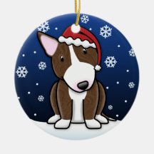 Natal rajado de bull terrier dos desenhos animados enfeites para arvores de natal