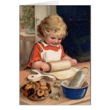 Natal vintage - biscoitos do cozimento da menina cartão
