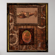 Navio do vôo de Steampunk Pôsteres