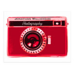 Negócio vermelho da fotografia da câmera de veludo cartão postal