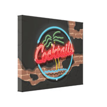 Néon do clube nocturno dos cocktail impressão de canvas esticada