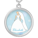 Noiva na colar personalizada do vestido bolinhas a
