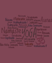 Nomes de posições da ioga e de símbolo Namaste do  Camisetas