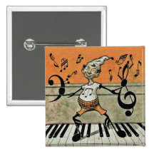 Nota musical do duende no botão do piano botons