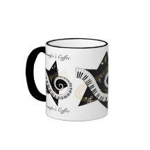 Notas musicais personalizadas do ouro da estrela caneca