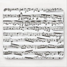 Notas musicais preto e branco mouse pad