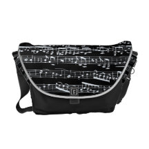 Notas preto e branco da música bolsa mensageiro