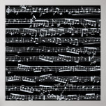 Notas preto e branco da música posters