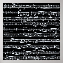 Notas preto e branco da música posters
