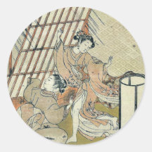 Nowaki por Isoda, Koryusai, fl.  Ukiyoe Adesivos Em Formato Redondos
