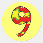 Número 9 adesivos redondos