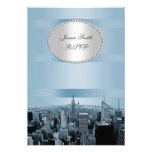 NYC gravou a skyline 2A, preto RSVP azul convites