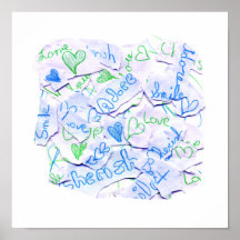 O amor ama Adore o quadrado roxo e verde da colage Posters