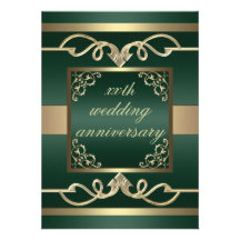 O aniversário de casamento verde elegante da rusga convite