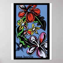 o azul do bonita das casas floresce o poster