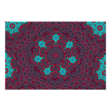 O azul floresce a mandala no vermelho foto arte