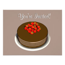 O bolo de chocolate w/Berries coberto convida Convites