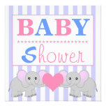 O branco bonito de Blue& do bebê do elefante junta Convite Personalizados