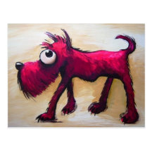 O cão cor-de-rosa cartao postal