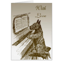 O cartão 2 do amor do cão do piano "com"