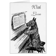 O cartão do amor do cão do piano "com"