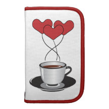 O copo de café Balloons corações Brown branco verm Agendas