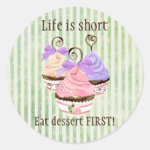 O cupcake, vida é short, come o PRIMEIRO selo da s Adesivo
