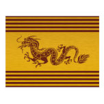 O dragão tribal chinês da mitologia listra o ouro  cartões postais