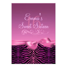 O impressão da zebra & aniversário cor-de-rosa/pre convite personalizado