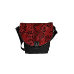 O ornamentado preto vermelho enrola a mini bolsa m