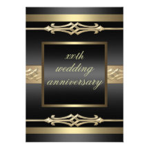 O ouro elegante/aniversário de casamento preto con convites personalizado