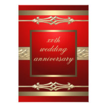 O ouro elegante/aniversário de casamento vermelho  convite personalizado