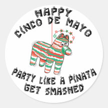 O partido gosta de um Pinata Cinco de Mayo Adesivos Redondos