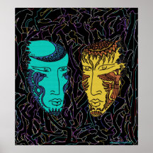 O poster abstrato da arte gráfica do dia e da noit
