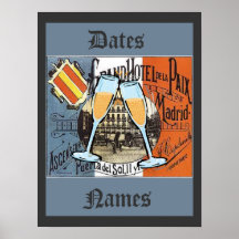 O poster de viagens da espanha adiciona nomes, dat