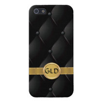 O preto legal estofou o monograma "de couro" do fa iphone cases