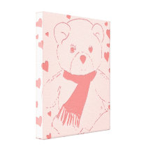 O rosa tonificou o urso de ursinho impressão de canvas esticadas