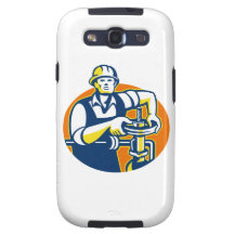 O trabalhador do óleo de Pipefitter aperta a válvu Capas Para Galaxy S3
