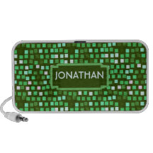O verde esquadra o teste padrão de mosaico caixinhas de som para mp3