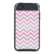 O ziguezague cor-de-rosa e cinzento de Chevron lis iPhone 4 Capa