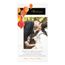 Obrigado asiático preto, vermelho, branco do casam cartões com foto personalizados