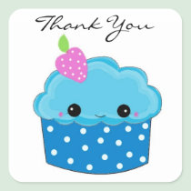 Obrigado azul do cupcake você autocolantes